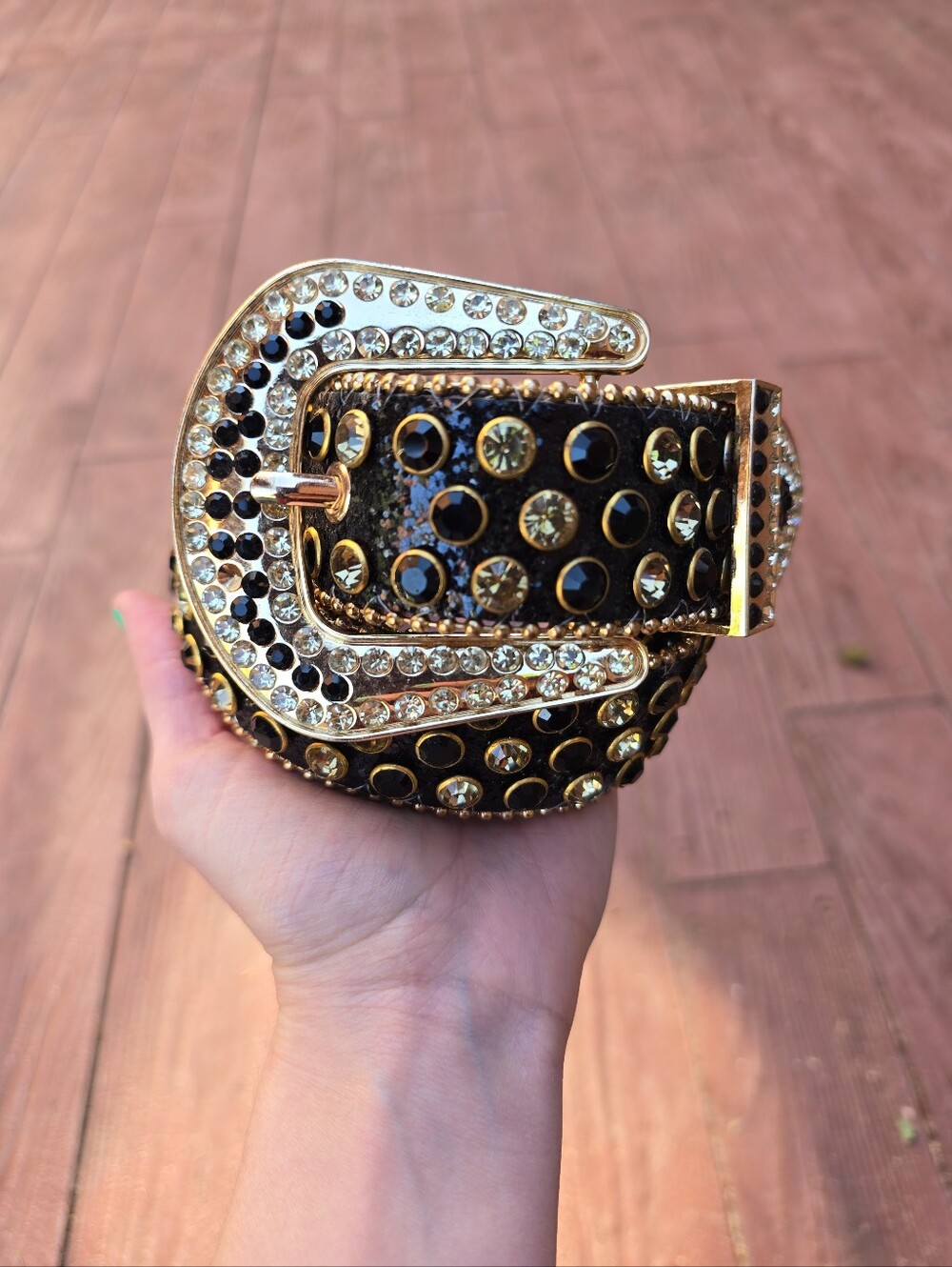Black Gold Glitter Rhinestone Bling Belt New Small Womens Rodeo Belt Western